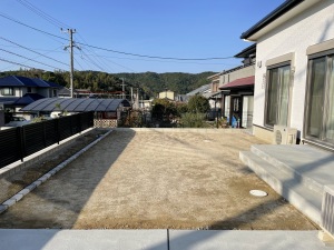 リフォーム外構工事　福岡県宗像市　芝貼り施工過程　着工前