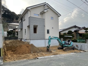 新築外構工事　福岡県宗像市　掘削