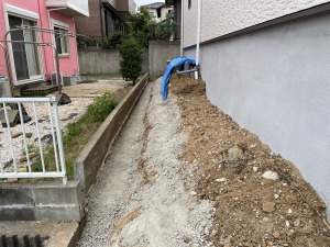 新築外構工事　福岡市東区　砕石敷