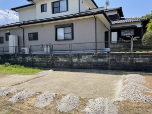 リフォーム外構工事　福岡県古賀市　散水＋転圧
