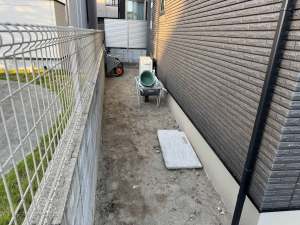 新築外構工事 福岡市早良区 防草シート砂利敷工事 不陸調整