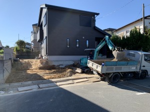 新築外構工事　福岡県福津市　掘削過程