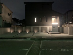 新築外構工事　福岡県福津市　完工　ライトアップ
