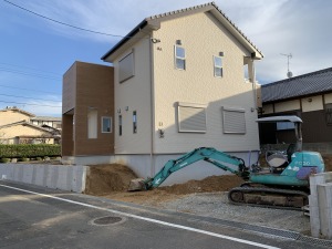 新築外構工事　福岡県古賀市　掘削過程