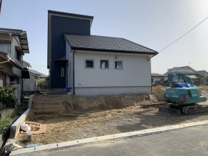 新築外構工事　福岡県宗像市　不陸調整　作業準備